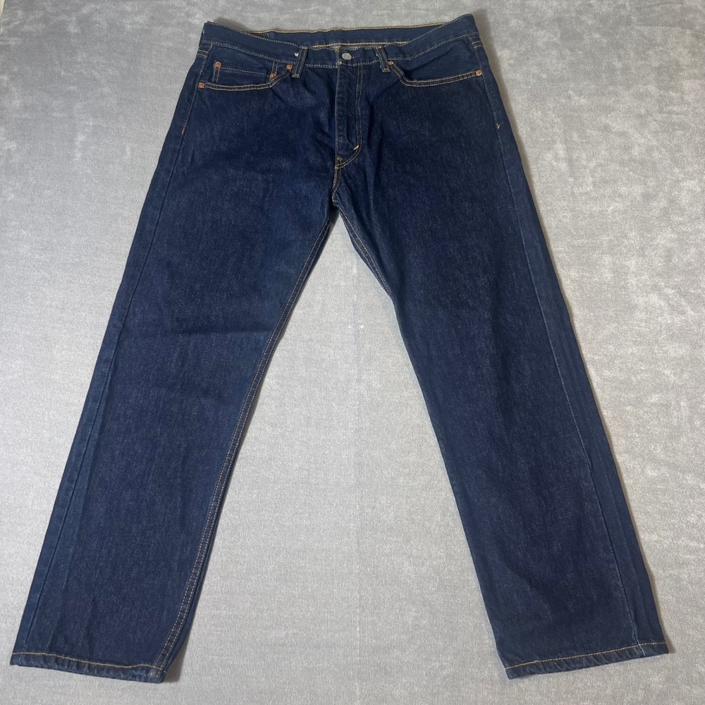 Levis 505 Regular Fit Jeans Mens 36x29 Dark Indigo Blue Straight Leg
